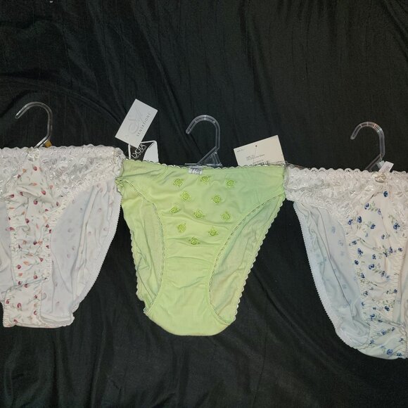 Soft Sensations Lot Of 3 Size 10 Floral Lime Glaze Xxxl New Panties Lace Pink Wt - Picture 1 of 11
